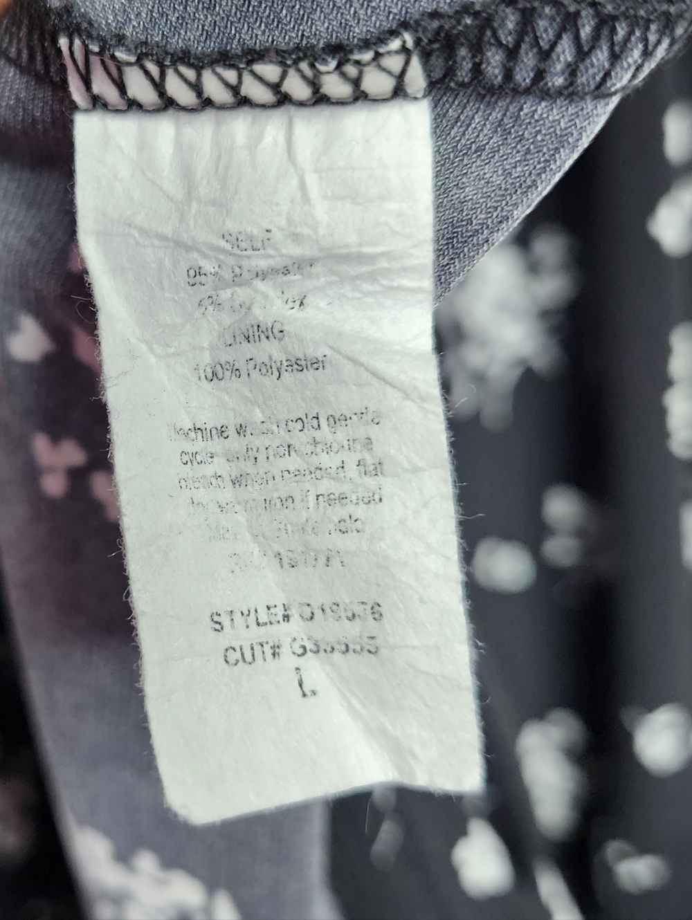 Gilli Short Sleeve Vneck Maxi Dress Womens Large Black White Floral Faux Wrap - Picture 7 of 10